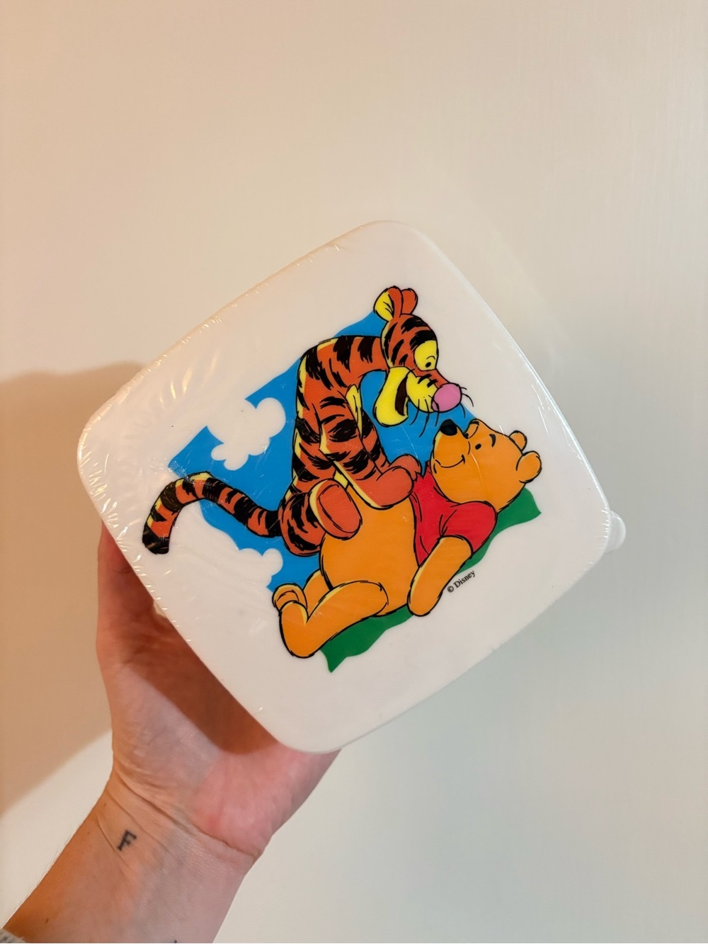 Disney White Winnie the Pooh & Tigger Toy Container with Colorful Print